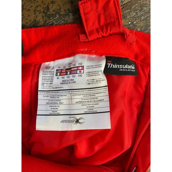 Spyder Kids 14 Red Thinsulate Ski Snow Pants w Suspenders Waterproof - Picture 7 of 10